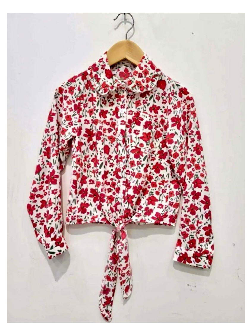 Chemise  Jade Fleurie Rouge et blanche